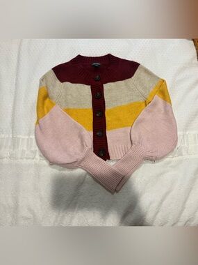 wild fable Colorblock Button-Up Cardigan - Pink, Mustard, Cream, Burgundy